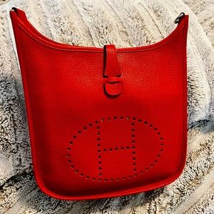 Hermes Evelyne PM III Red Clemence leather